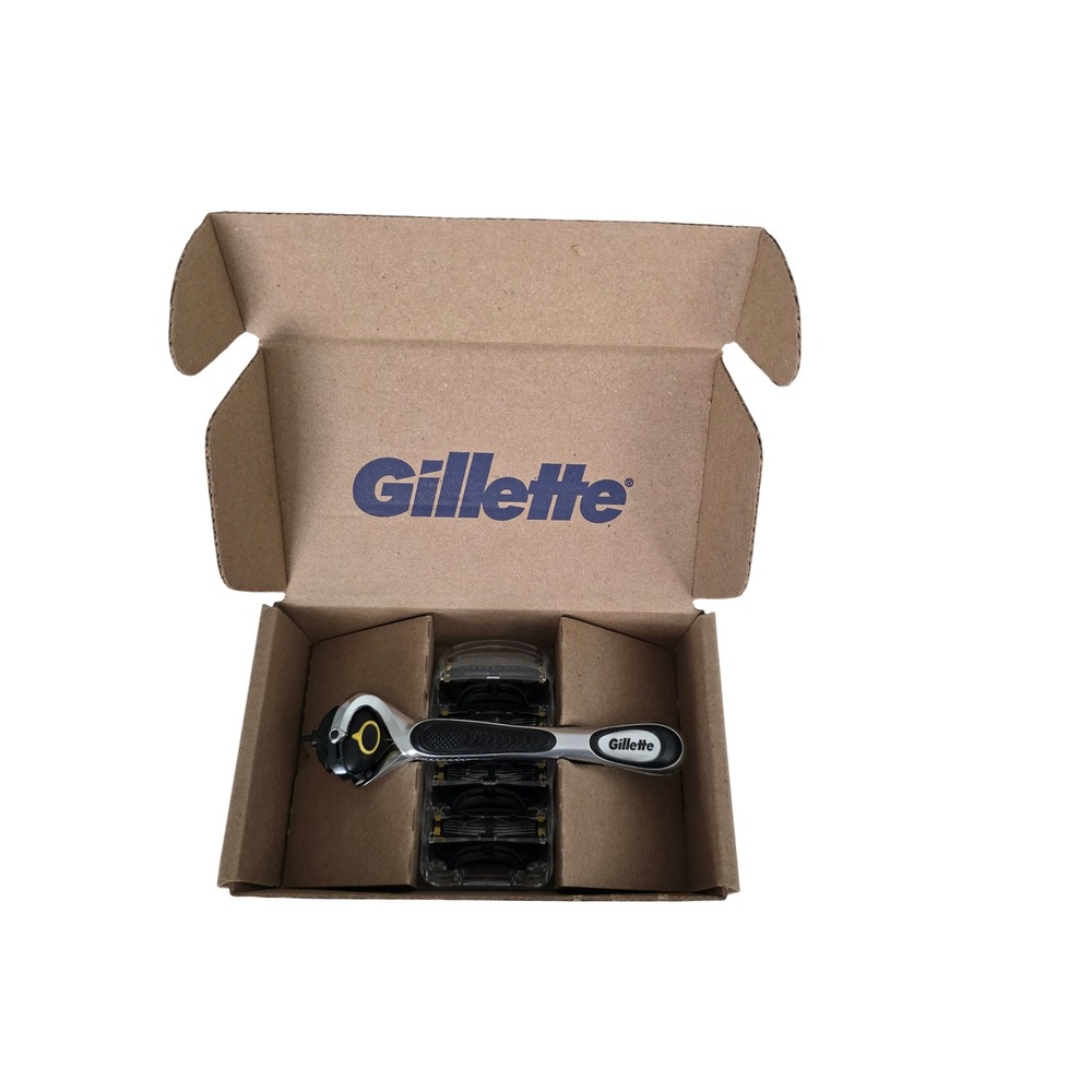 Gillette Fusion5 ProShield Razor Handle w/ 4 Blade Refills FlexBall Silver Black